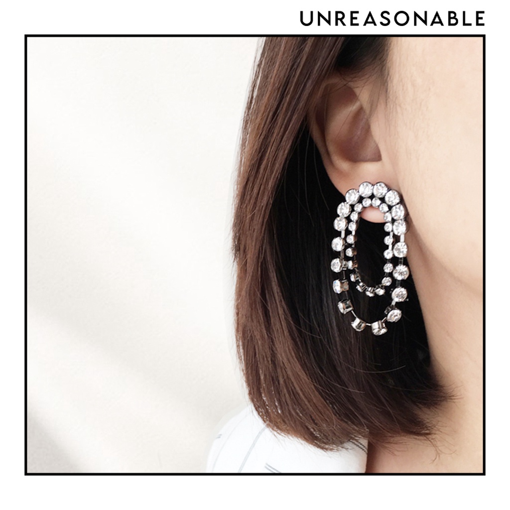 ต่างหู Crystal ต่างหูคลิป ต่างหูก้านเงินแท้ น้ำหนักเบา สวยใส่สบาย UA0622-01 Unreasonable Accessories