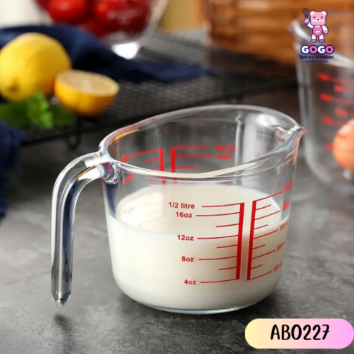ถ้วยตวงแก้ว 250ml ถ้วยตวงแบบหนา ทนความร้อนสูง