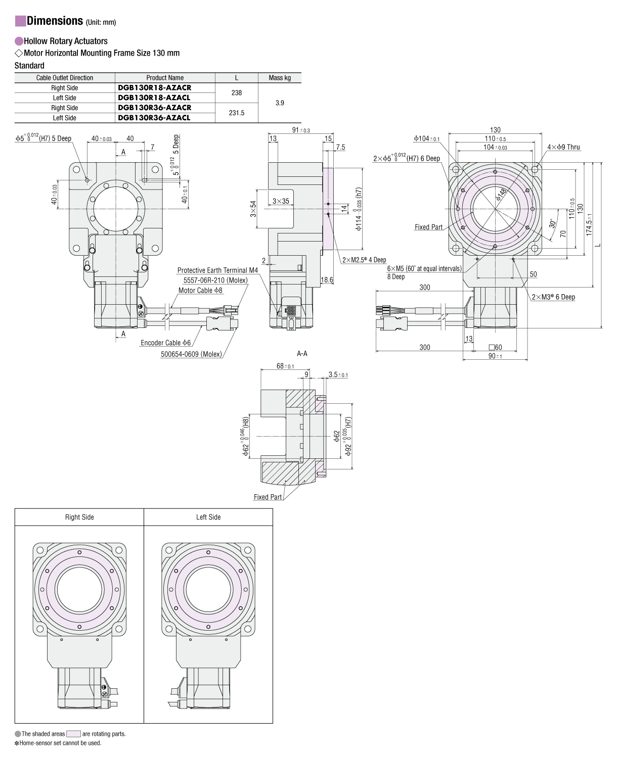 Hollow Rotary Actuators DGB130R18-AZACL+AZD-CD+CC030VZR