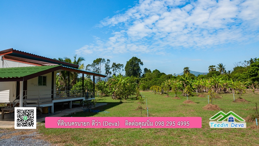 (ติดจอง) ที่ดินนครนายก บ้านสวน พร้อมที่ดิน ขนาด 1 ไร่ 1 งาน วิวภูเขาสวย อยู่ใกล้เขื่อนขุนด่านปราการชล