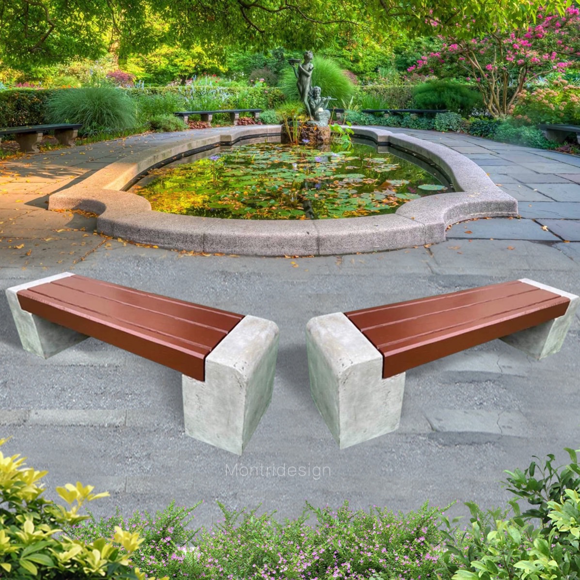 ม้านั่งสนาม เก้าอี้สนาม เก้าอี้คอนกรีต เก้าอี้ปูนเปลือย รุ่น Montridesign 01