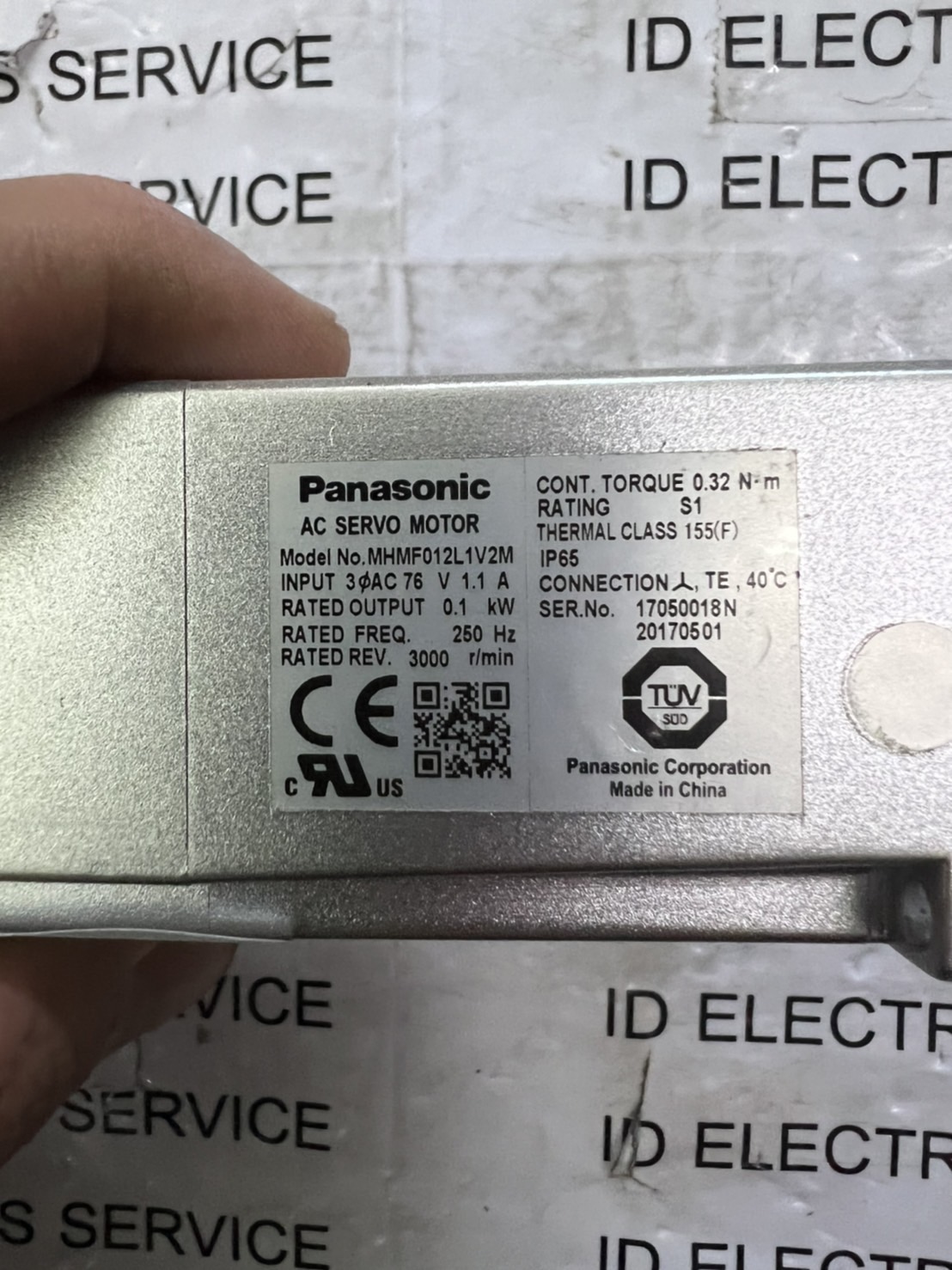 SERVO MOTOR " PANASONIC " MODEL : MHMF012L1V2M