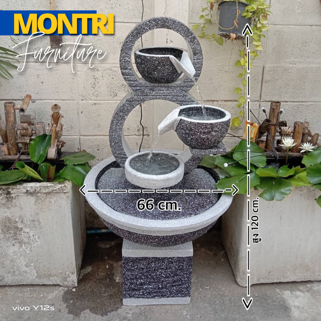 ชุดน้ำล้นแต่งสวน น้ำล้นเลข8 ไซน์มินิ เหมาะสำหรับวางในพื้นที่จำกัดได้ ขนาดสูง 120 อ่างกว้าง 66 cm. ฟรีปั้มน้ำพร้อมติดตั้ง