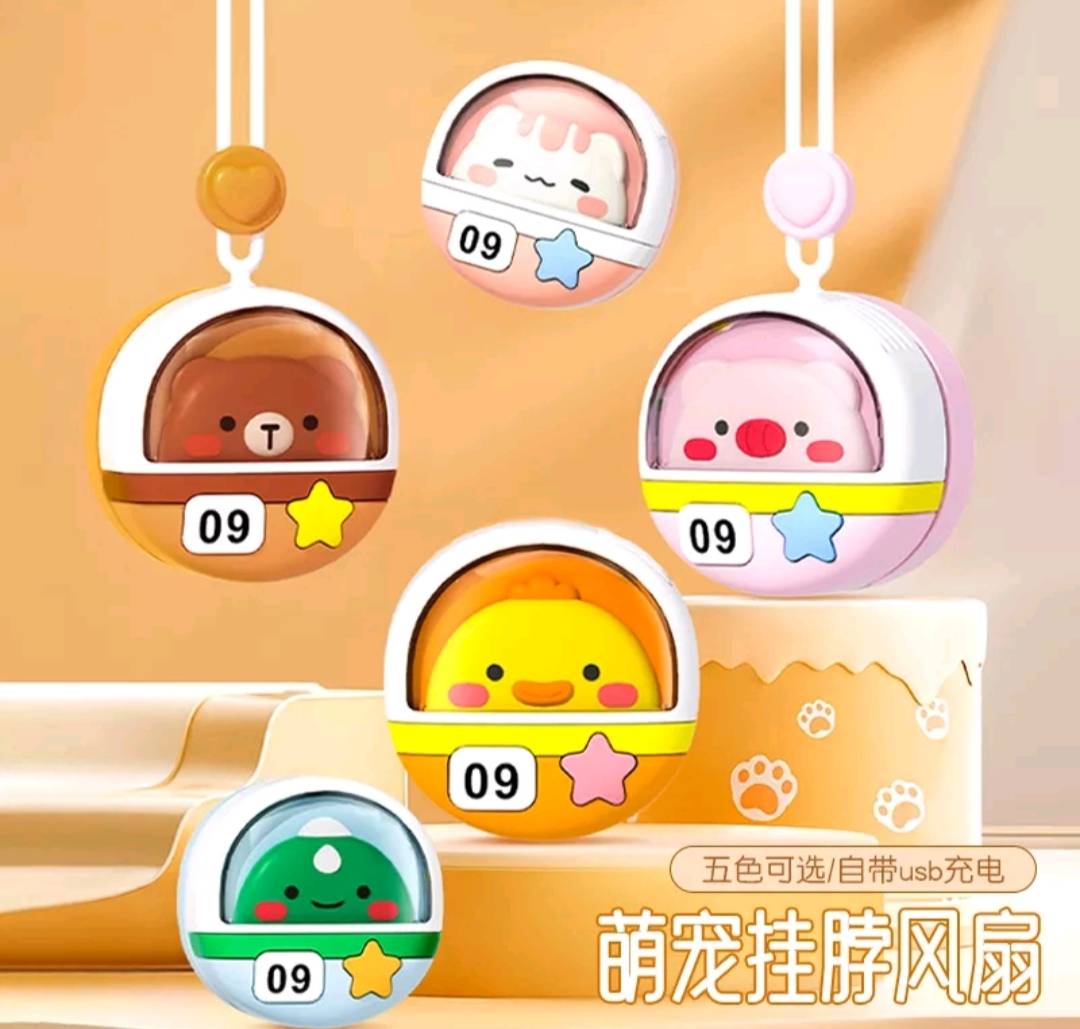 พัดลมห้อยคอ พัดลมพกพา มีสายUSB พัดลมมินิ มีลายลายให้เลือก