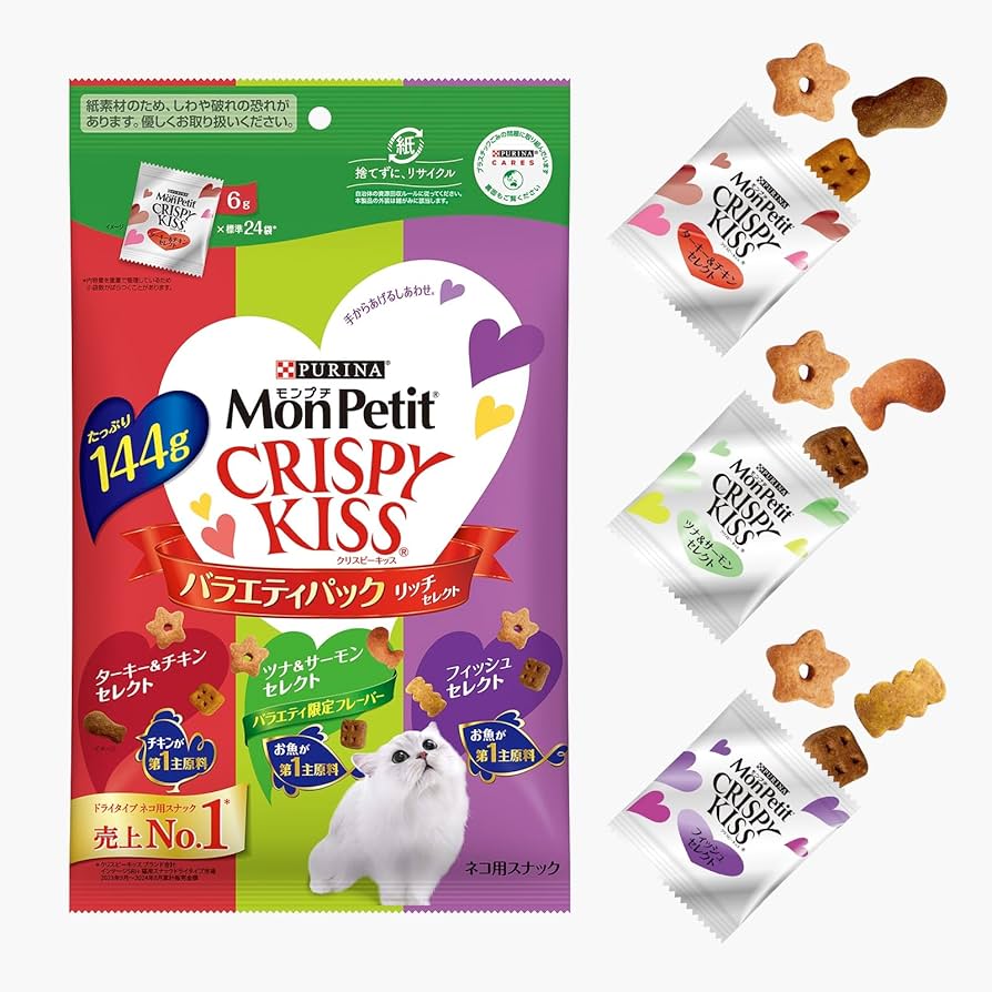 [ของแท้จากญี่ปุ่น🇯🇵] MonPetit Crispy Kiss Cat Treats Variety Pack ขนมแมวพรีเมียมคริสปี้คิส ยอดนิยม