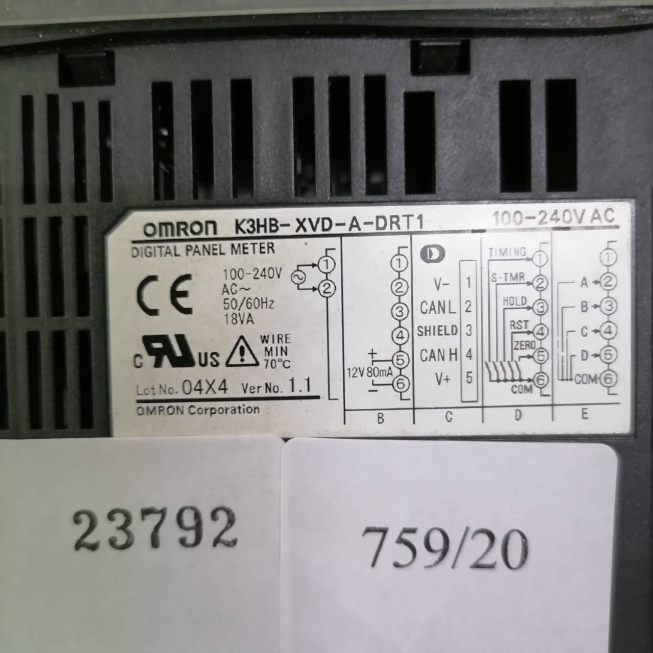 LCD TOUCH SCREEN " OMRON " MODEL : K3HB-XVD-A-DRT1