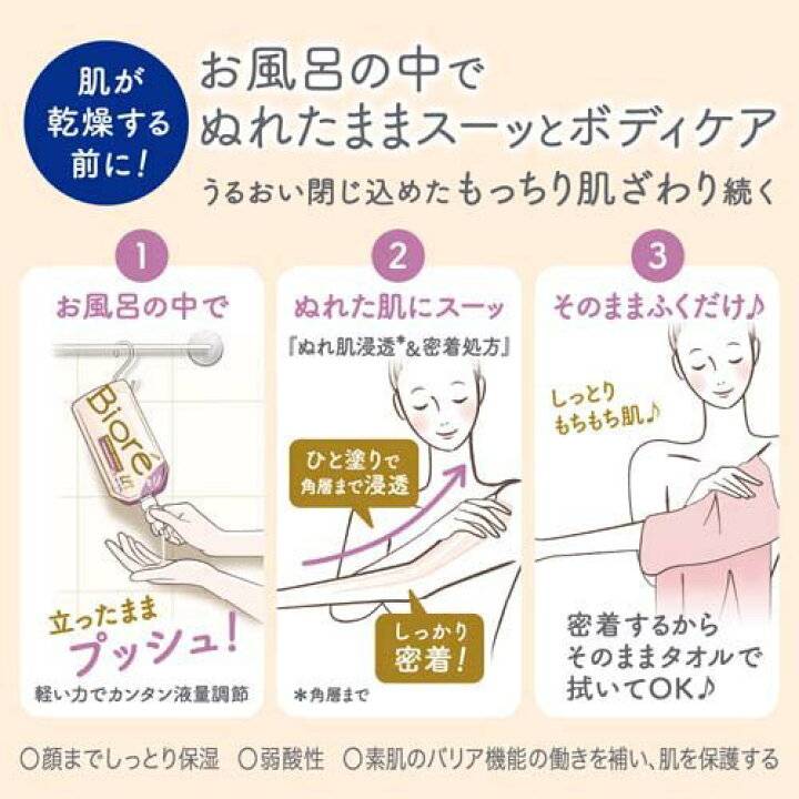 Kao Biore U The Body Wet Skin Body Lotion ขนาด 300 mL สีชมพู Airy Bouquet กลิ่นแนวดอกไม้หอมๆเลยค่ะ