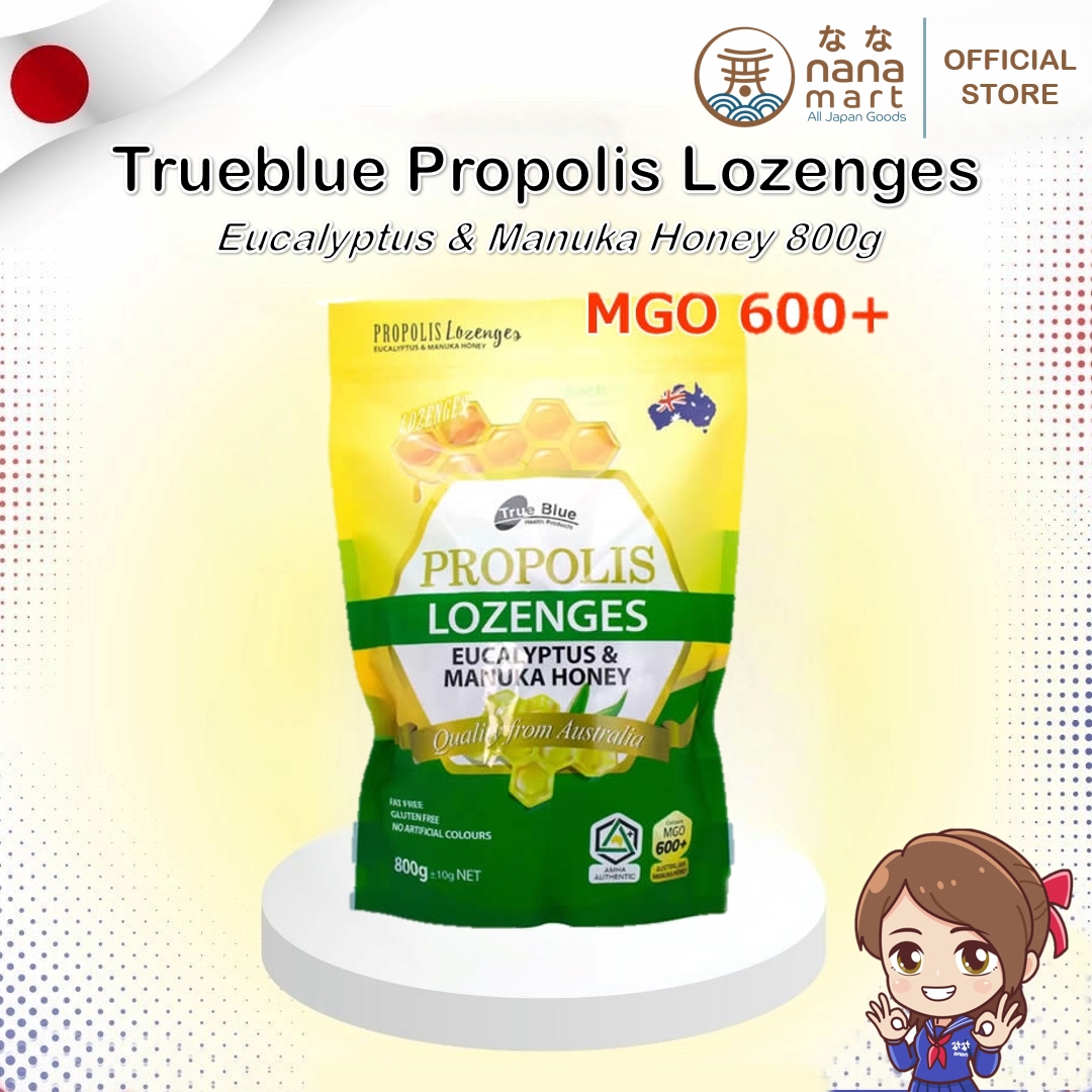 (ถุงใหญ่ 800g) ลูกอมยูคาลิปตัสผสมน้ำผึ้งมานูก้าแท้ Trueblue Propolis Lozenges with eucalyptus & Manuka Honey Mgo600+