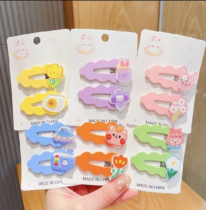 💗มาหยากิ๊ฟช้อป💗กิ๊บก้อนเมฆ สีหวาน ติดการ์ตูนน่ารัก ขนาด 6 ซ.ม. แพ็ค 2 ชิ้น แฟชั่นประดับผมผู้หญิง