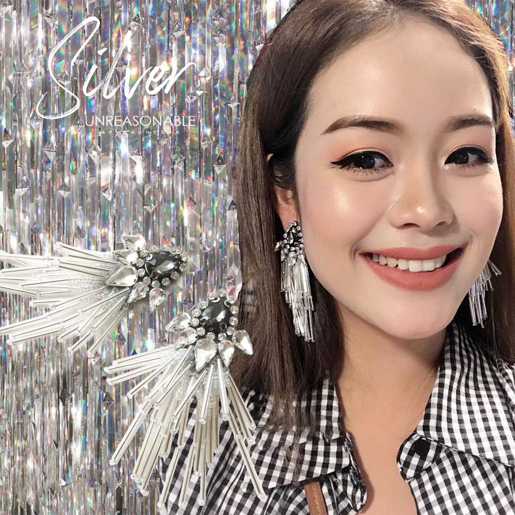 ต่างหู Firework Earrings สีเงิน ต่างหูคลิป ต่างหูก้านเงินแท้ UA0424-01 Unreasonable Accessories