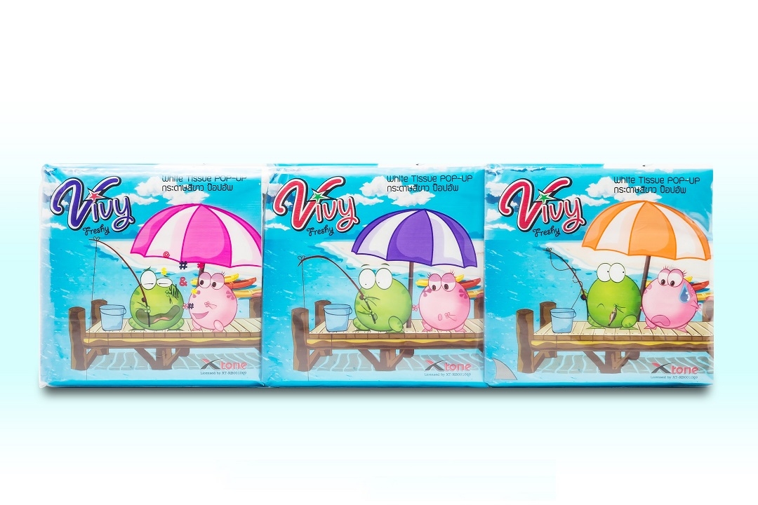 P10514 กระดาษทิชชู่วีวี่ Pop-Teen แพค 3 ห่อ (ราคาต่อ 1 ลัง: 36 ห่อ)