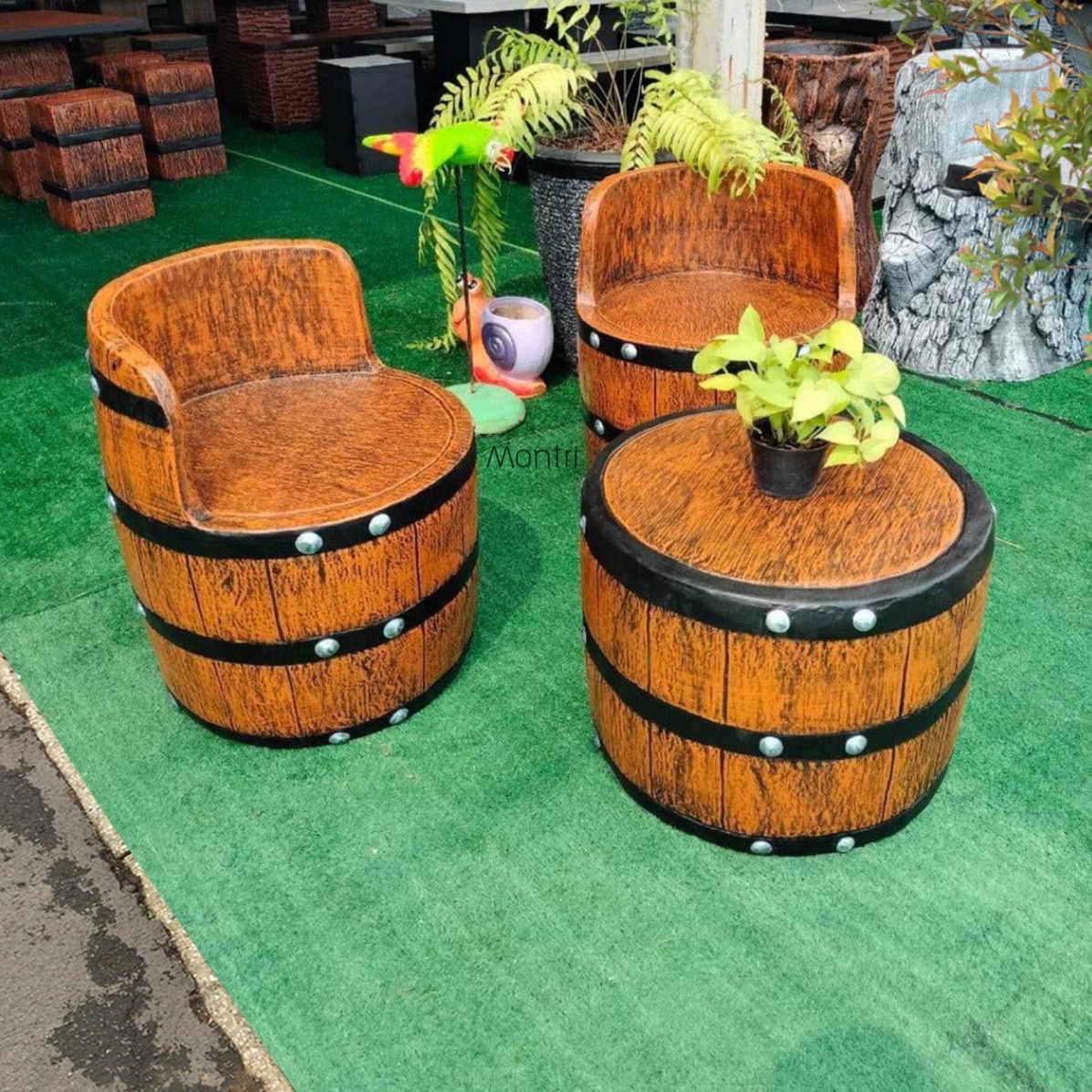 ชุดโต๊ะสนาม Diy ชุดโต๊ะสนามแต่งสวน ชุด 2 ที่นั้่ง สินค้าทำจากปูนซีเมนต์เสริมใยมะพร้าว ช่วยให้น้ำหนักเบาเคลื่อนย้ายสะดวก