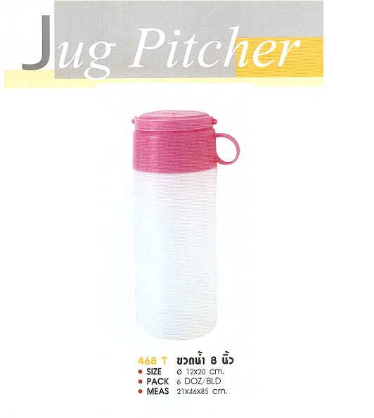 P02902 ขวดน้ำ 8 นิ้ว ขาว (12*12*20 cm) No.468T ราคาส่งต่อ 1 โหล : 12 อัน