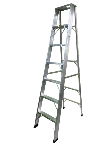 บันไดอลูมิเนียม ทรงA ขึ้นลงทางเดียว 7 ขั้น ยี่ห้อ NEWCON