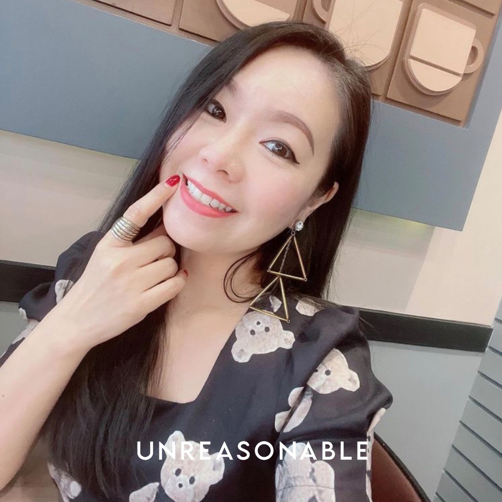 ต่างหู Dubble Triangle ทอง ต่างหูคลิป ต่างหูก้านเงินแท้ น้ำหนักเบา สวยใส่สบาย UA0431-02 Unreasonable Accessories