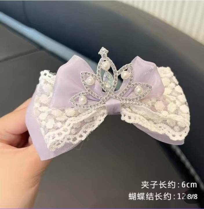 💗 มาหยากิ๊ฟช้อป 💗 กิ๊บติดผมโบว์มงกุฎเจ้าหญิง สีหวานสดใส แฟชั่นประดับผมเด็กหญิง ขนาดกิ๊บ 4.5 ซ.ม. โบว์กว้าง 12 ซ.ม.