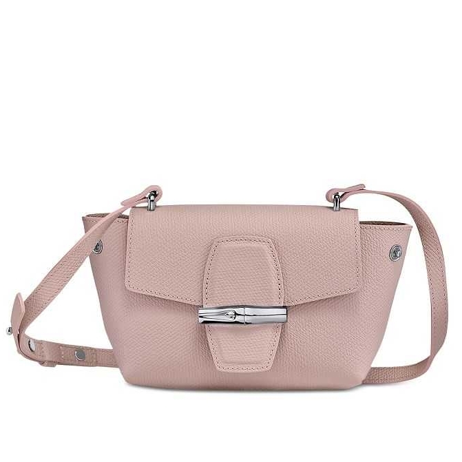 Longchamp Roseau Leather Cross Body Bag สี Powder
