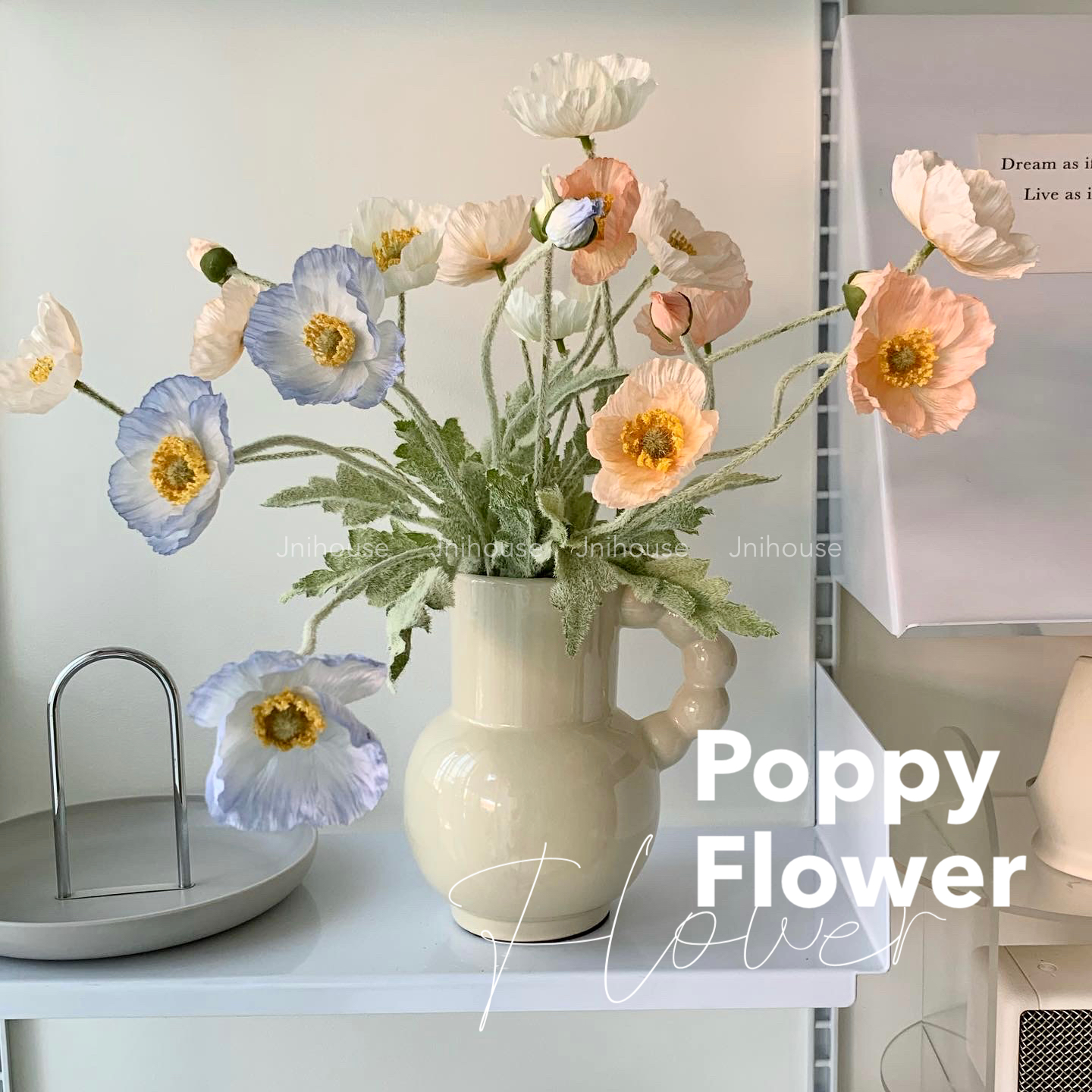 [พร้อมส่ง] Jnihouse : ดอกป๊อปปี้ ดอกไม้ประดิษฐ์ Poppy Flower (Long leaf hairs)