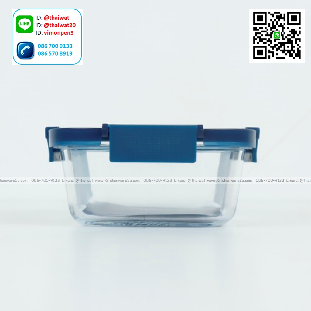 P12262 Super Lock กล่องแก้วถนอมอาหาร ทรงจตุรัส ความจุ 800 มล. (16.8*16.7*6.8 cm) สีฟ้า รุ่น 6218 ราคาขายส่งต่อ 1 โหล: 12 ใบ : เฉลี่ย 90 บต่อใบ