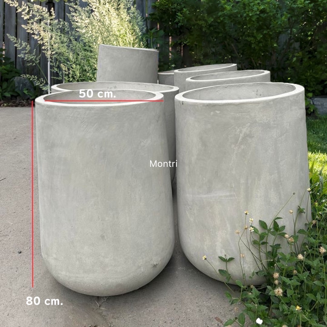 กระถางปูนเปลือยกลม โมเดิร์นสูง มีความแข็งแรงทนทาน ไม่แตกหักง่าย เหมาะสำหรับการปลูกต้นไม้กลางแจ้ง พื้นที่ใกล้เคียงจัดส่งภายใน 7 -14วัน