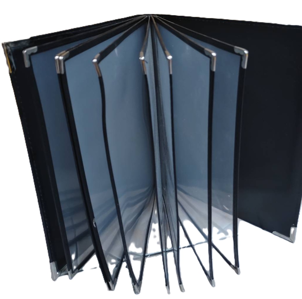 แฟ้มซองใส่เมนูอาหารโบรชัวร์ เอกสาร ซองใส ปกหนัง 8ซอง16หน้า food menu pouch แฟ้มปกหนังเอนกประสงค์