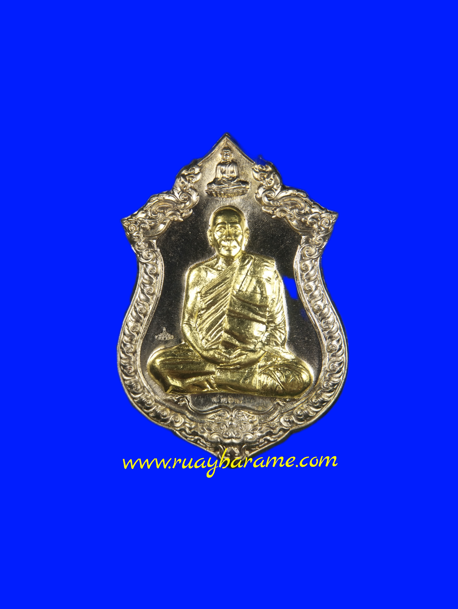 เหรียญเศรษฐีพันล้าน หลวงพ่อทอง วัดบ้านไร่ เนื้ออัลปาก้าหน้ากากทองทิพย์ หลังชนวน 108