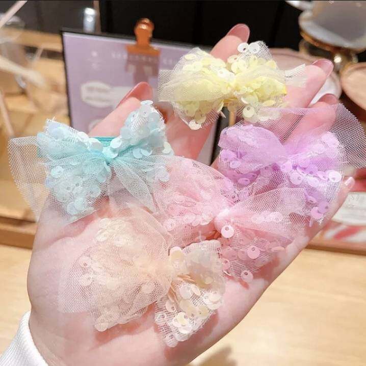 💗มาหยากิ๊ฟช้อป💗 กิ๊บติดผมโบว์นางฟ้า เจ้าหญิง น่ารักๆ สำหรับเด็กผู้หญิง สีสดใส 1 แพ็ค มี 5 ชิ้น