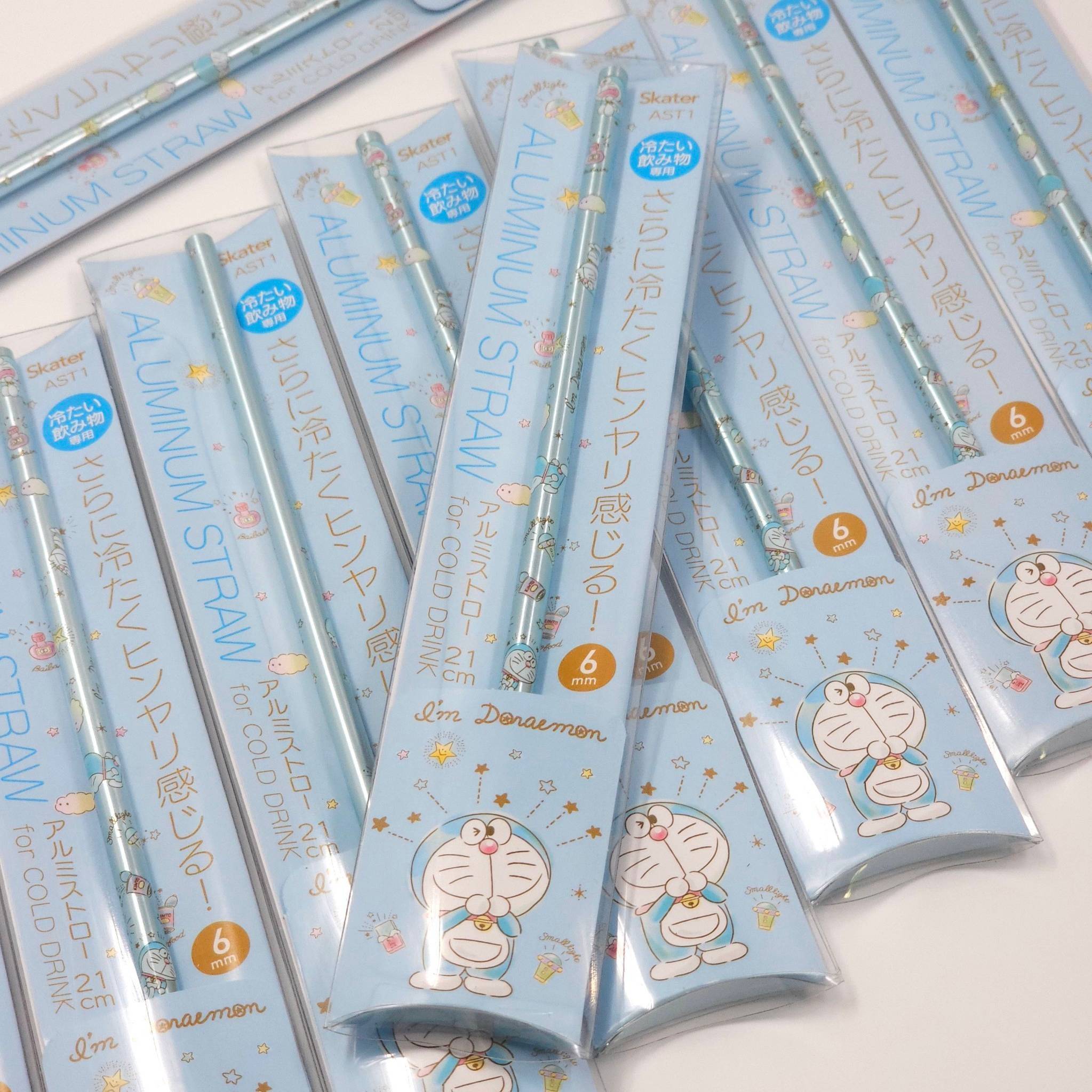 หลอด skater doraemon aluminium straw 21 cm หลอดดูดน้ำอลูมิเนียม