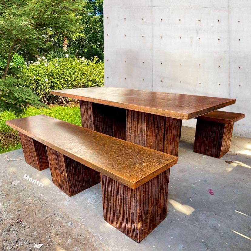 โต๊ะสนามลายไม้ สไตล์ธรรมชาติ ยาว 180 cm. รองรับได้ 8 ท่าน