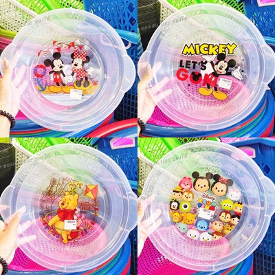 ✨ กะละมังพลาสติก ลายการ์ตูน มิกกี้เมาส์ หมีพูห์ สีขาวใส คละแบบ ✨