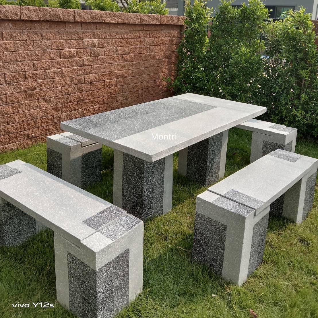 โต๊ะสนามกลางแจ้ง โต๊ะสนาม ชุดโต๊ะสนาม ชุด 8 ที่นั่ง ลายหินอ่อน sun108