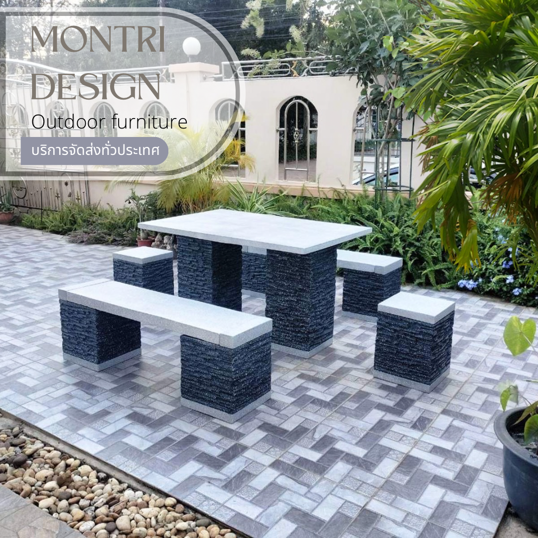 โต๊ะสนาม ชุดโต๊ะสนาม โต๊ะสนามโมเดิร์น โต๊ะสนามกลางแจ้ง ชุด 6 ที่นั่ง แนว Modern Luxury ขนาดโต๊ะยาว 120*80 cm.