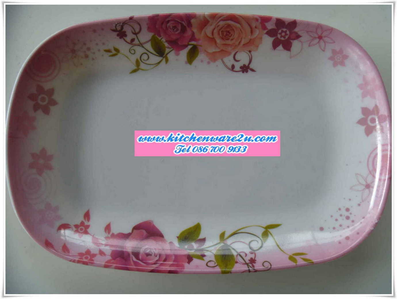 P00050 จานสี่เหลี่ยมผืนผ้ายาวเมลามีน (ราคาต่อโหล)