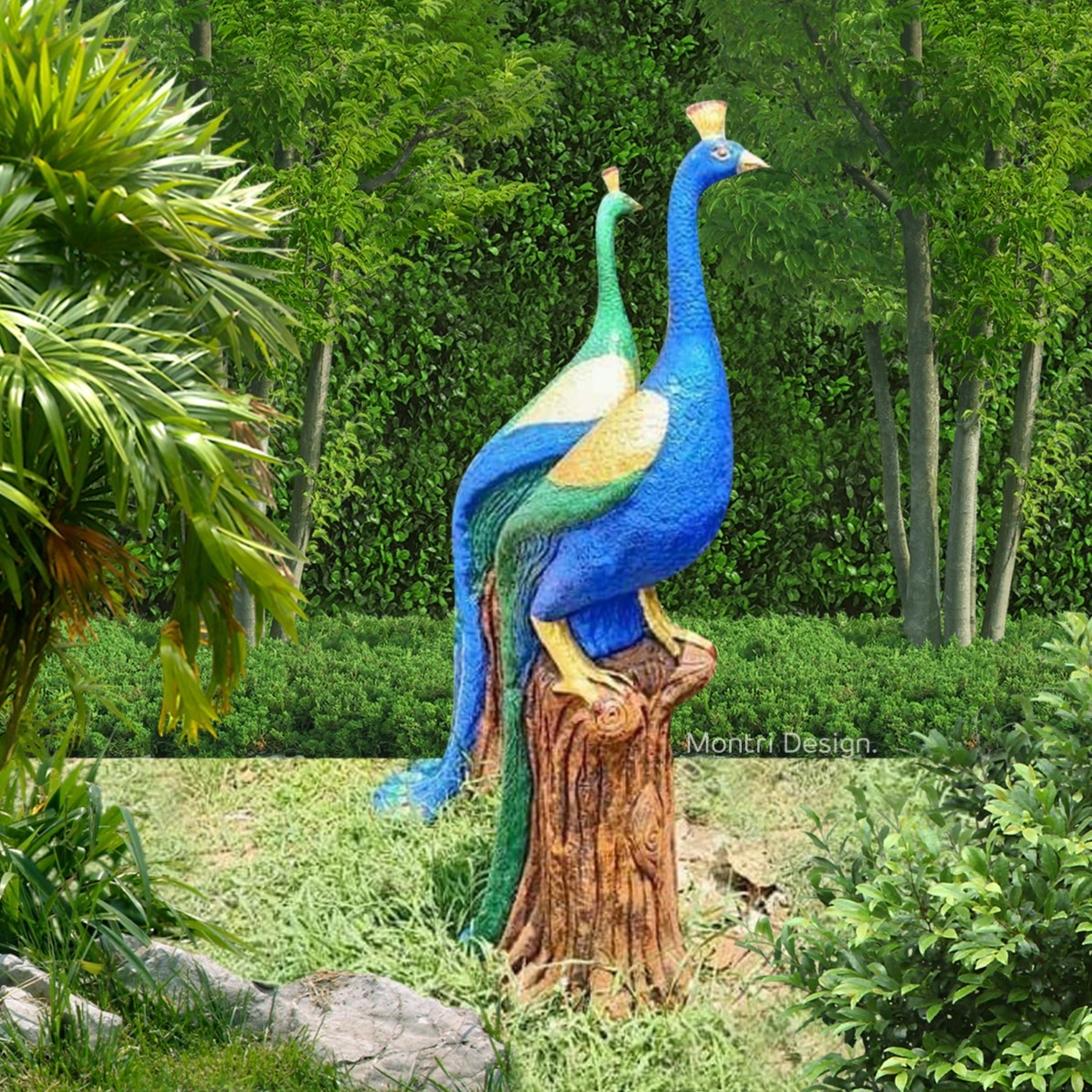 นกยูงปูนปั้น นกยูงเสริมฮวงจุ้ย สูง 150 cm. รุ่น LC11 คู่ละ 8900 สามารถระบุสีตามต้องการได้