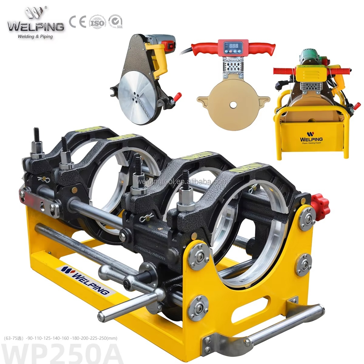 เครื่องเชื่อมท่อด้วยความร้อน Welping รุ่น WP250C Manual (มือหมุน) ขนาดท่อที่เชื่อม 63mm-250mm