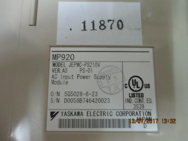 PLC " YASKAWA " MODEL : JEPMC-PS210V