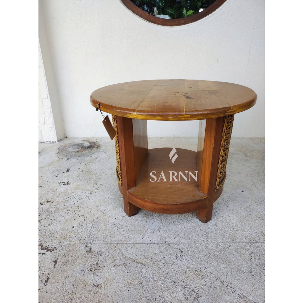 โต๊ะไม้สักสานหวายแท้ coffee table