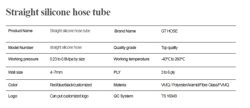 GT Hose Straight silicone hose tube Length: 1 M.