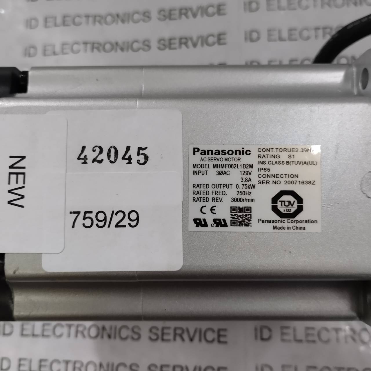 SERVO MOTOR " PANASONIC " MODEL : MHMF082L1D2M