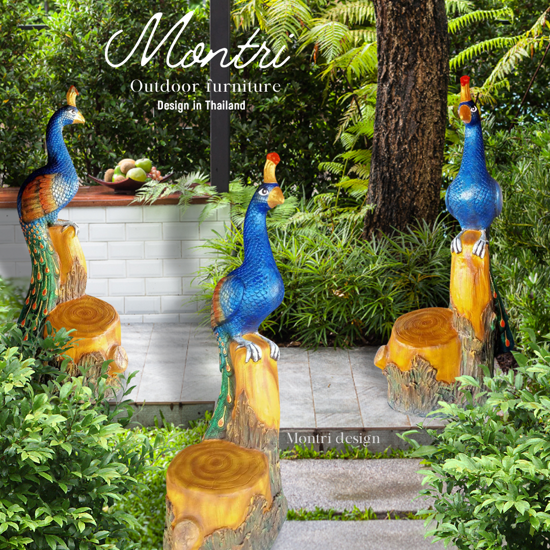 นกยูงปูนปั้น นกยูงเสริมฮวงจุ้ย สูง170 cm. รุ่น PC06 นกยูงรุปปั้นตกแต่งบ้านและสวน ทนแตดทนฝนสามารถวางกลางแจ้งได้