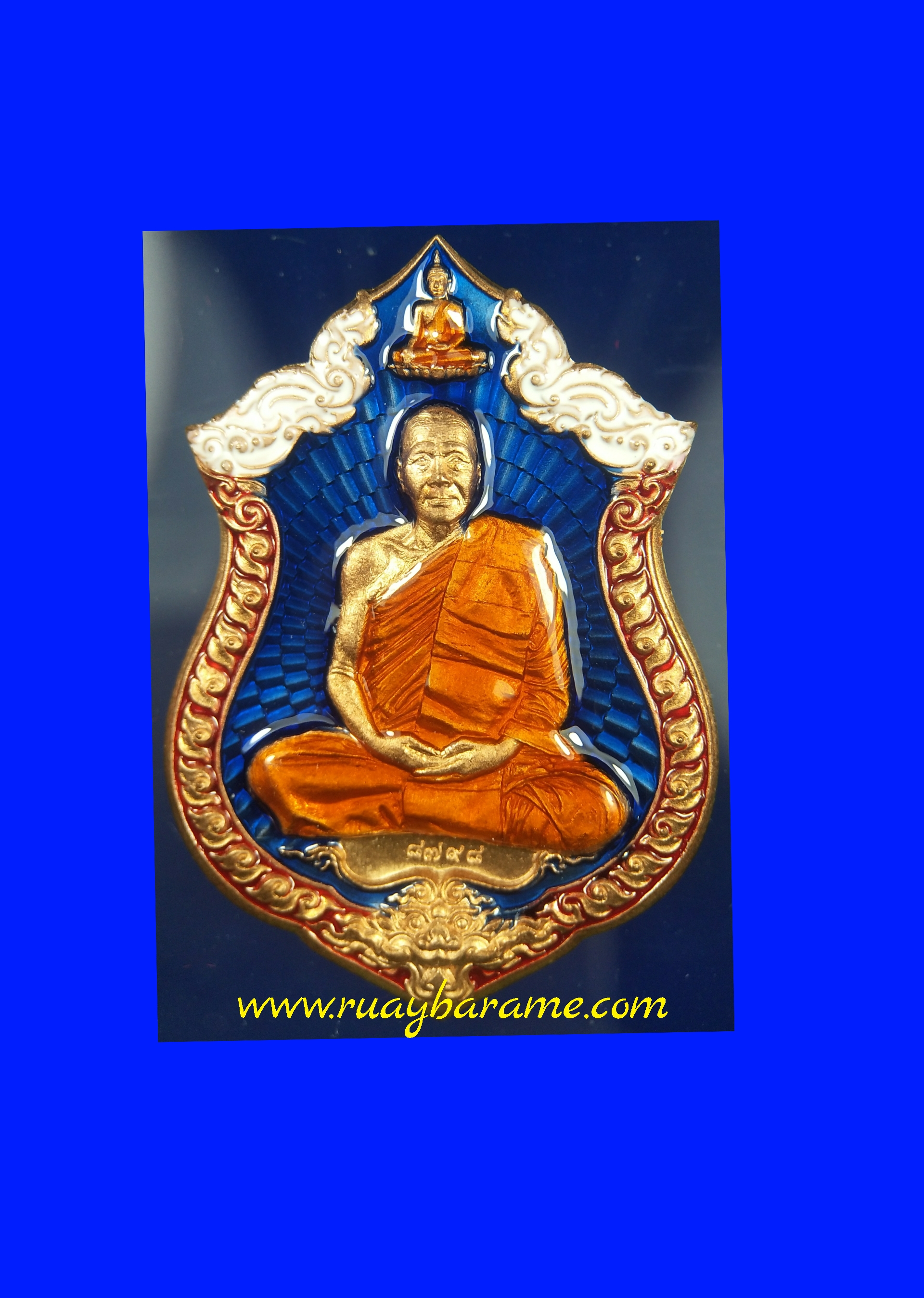 เหรียญเศรษฐีพันล้าน หลวงพ่อทอง วัดบ้านไร่ เนื้อทองแดงผิวไฟ ลงยา 3 สี