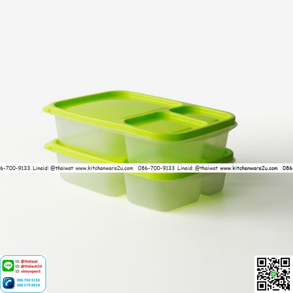 P10907 กล่องอาหาร แพ็ค 2 คละสี (16 x 24.2 x 5.3 cm.) #6074 No.6074 ราคาขายส่ง 1 โหล :12 ชุด: 55 บ/ชุด