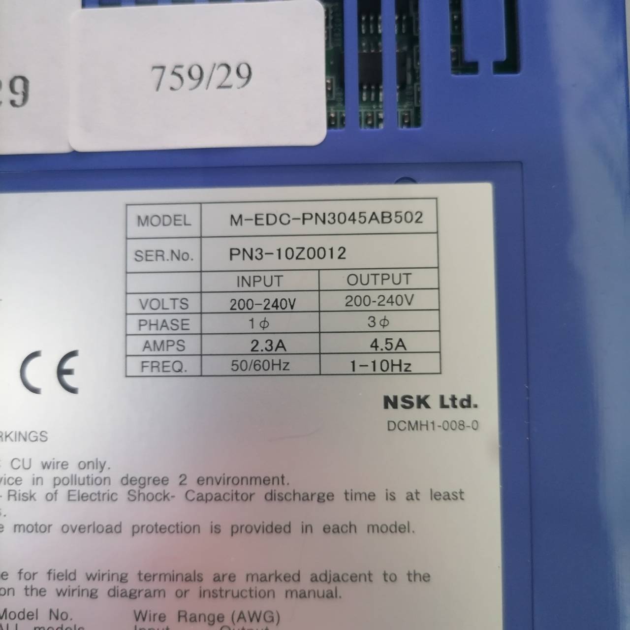 SERVO DRIVE " NSK " MODEL : M-EDC-PN3045AB502