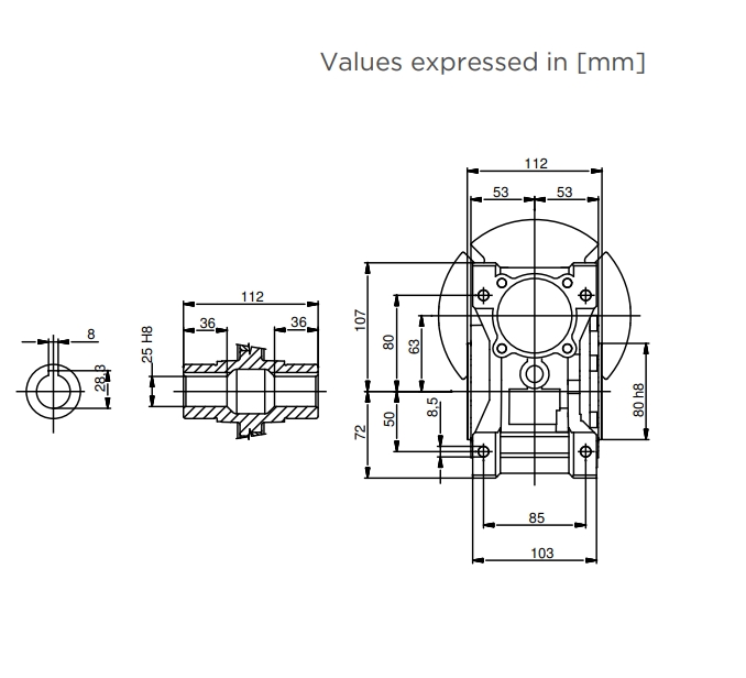 HELICAL WORM GEARED MOTOR 0.5HP 6.1RPM