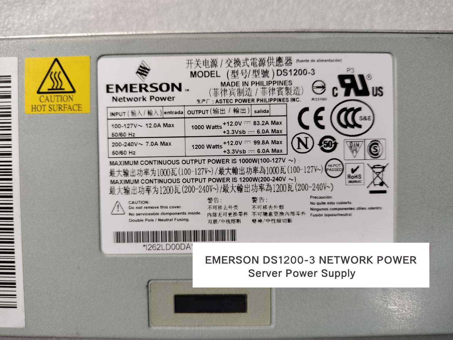 EMERSON DS1200-3 NETWORK POWER Server Power Supply