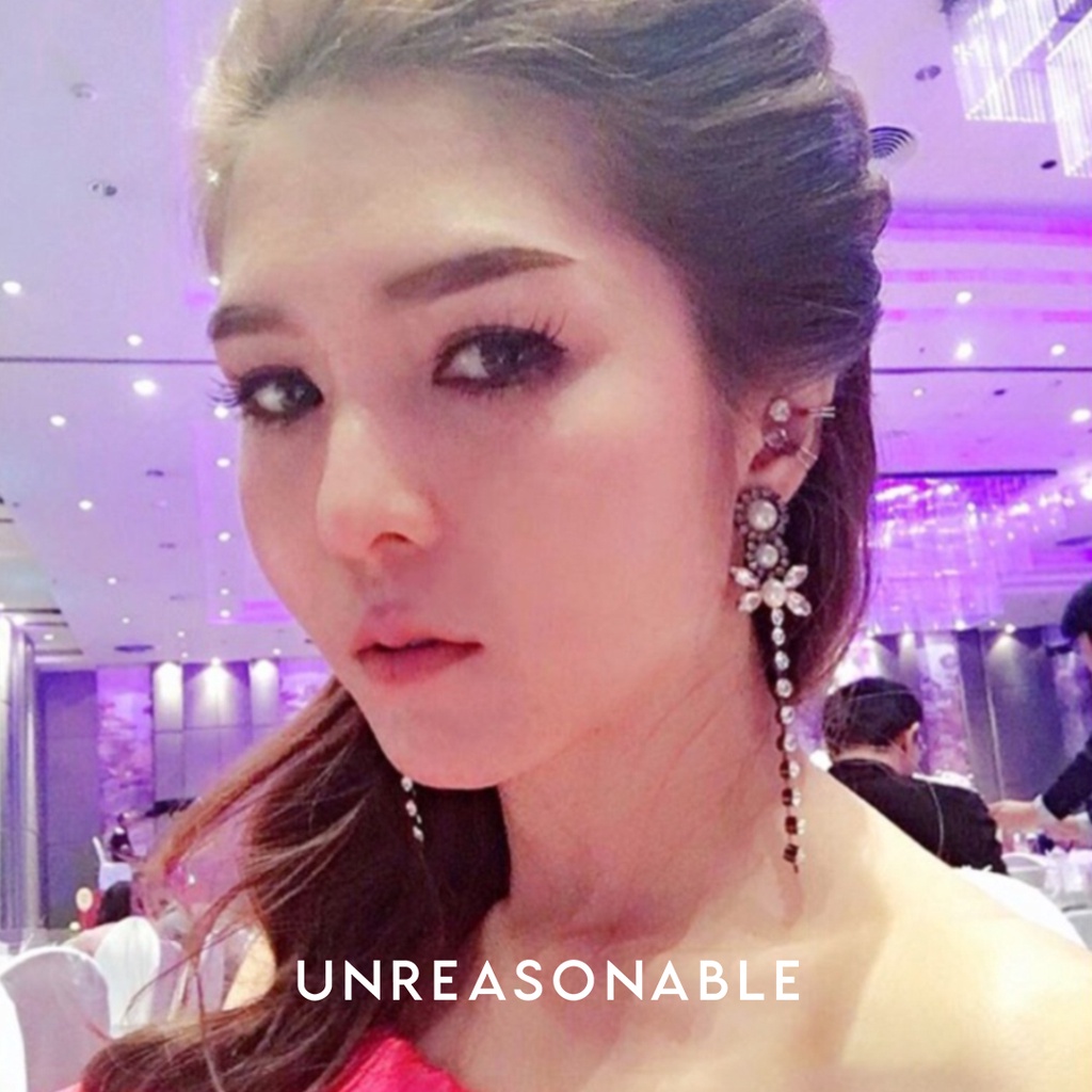 ต่างหู ใส่ออกงาน Crystal ต่างหูคลิป ต่างหูก้านเงินแท้ น้ำหนักเบา สวยใส่สบาย UA0301-02 Unreasonable Accessories