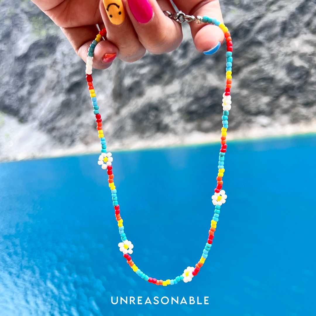 สร้อยคอลูกปัด ลายดอกไม้ หลากสี UA0867-01 Unreasonable Accessories