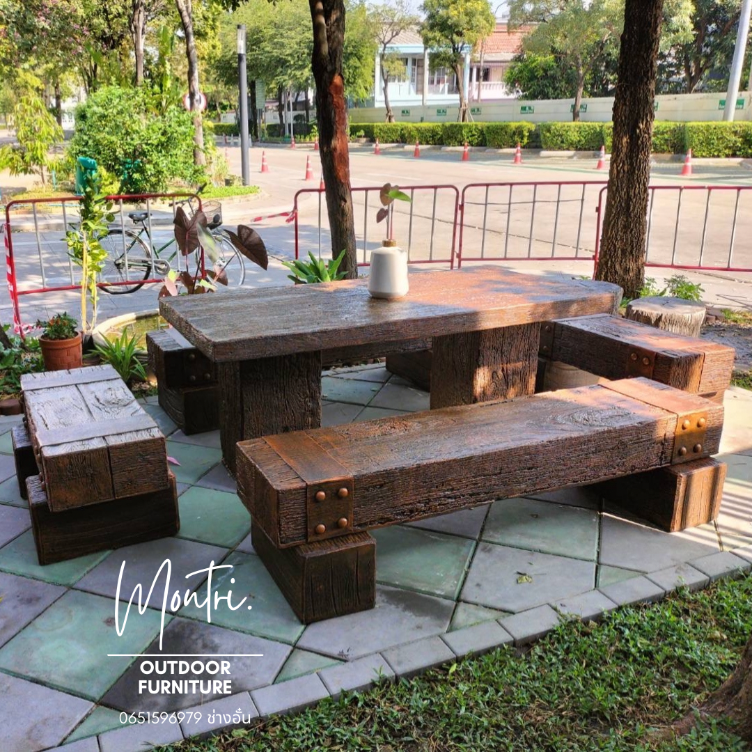 ชุดโต๊ะสนามปุนลายไม้ โต๊ะไม้หมอนโมเดิร์น รุ่น New2023 ขนาด 180*90 cm.