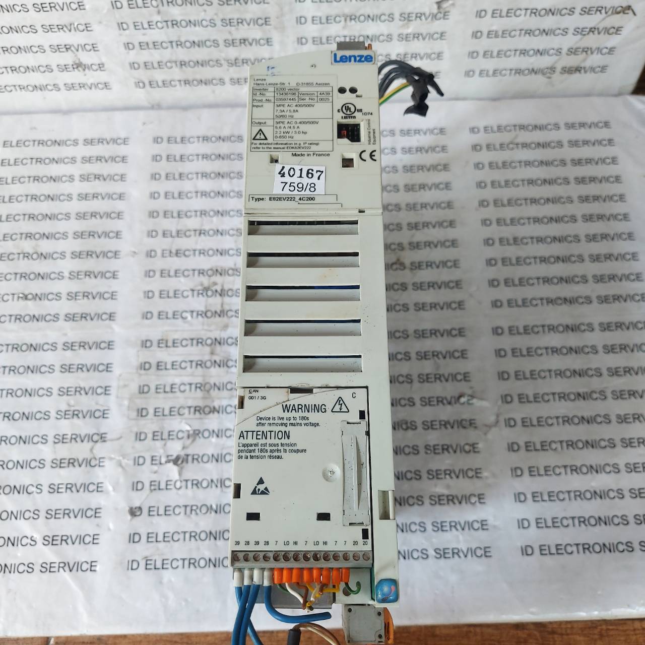 SERVO DRIVE " LENZE " MODEL : E82EV222_4C200