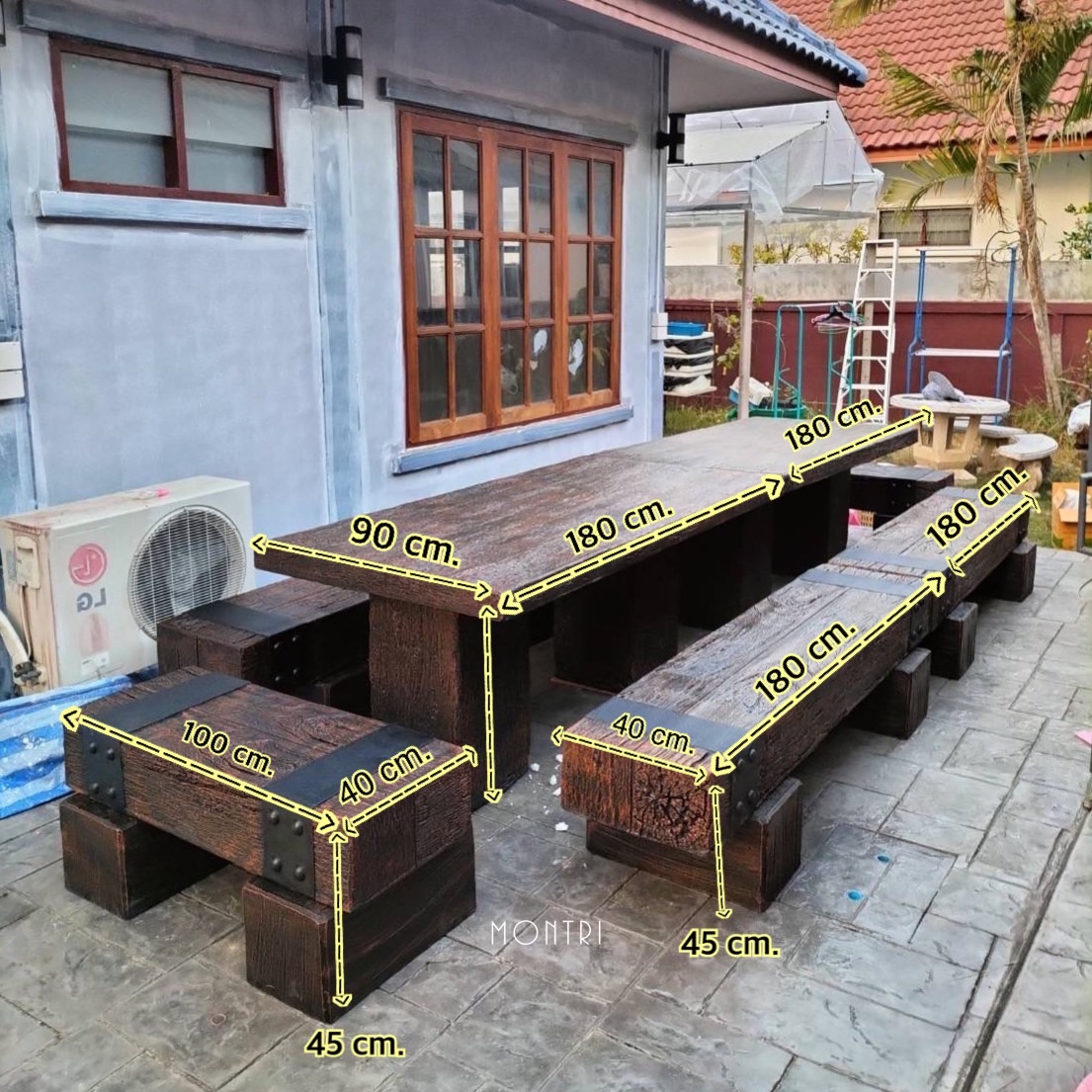 ชุดโต๊ะสนามไม้หมอน งาน DiY ดีไซน์ทันสมัย งานดีคุณภาพเกินราคา แข็งแรง ทนแดด ทนฝน คุ้มค่าใช้งานได้ในระยะยาว